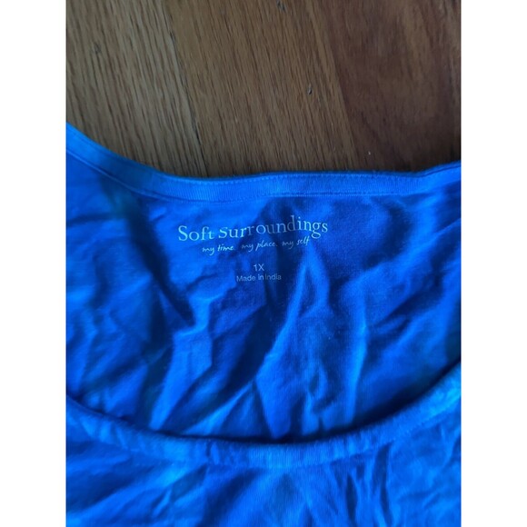 Soft Surroundings Blue Tie-Dye Jersey  Long Sleeve Tunic Top 1X  X Large - Picture 5 of 5